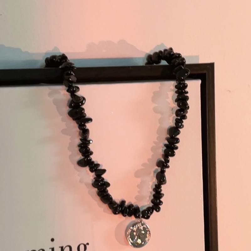 Vòng Cổ Chuỗi Hạt Pha Lê Đen Thời Trang Cao Cấp Phong Cách vintage Hàn Quốc