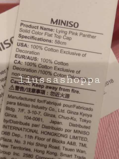 Mũ Miniso Màu Trơn In Hình Báo Hồng Dễ Thương