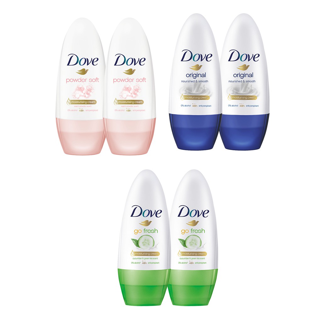 Combo 2 Chai Lăn khử mùi Dove dưỡng da trắng mịn 40ml/chai:Hương Dịu Nhẹ