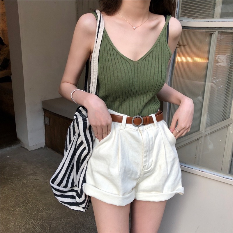 Áo 2 dây nữ, áo yếm dệt kim nữ mùa hè hot hít