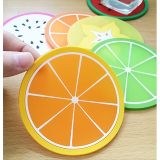 Miếng lót cốc silicon hình hoa quả tươi mát (9cm) - Miếng lót ly trái cây dễ thương 🍉Duashop🍉