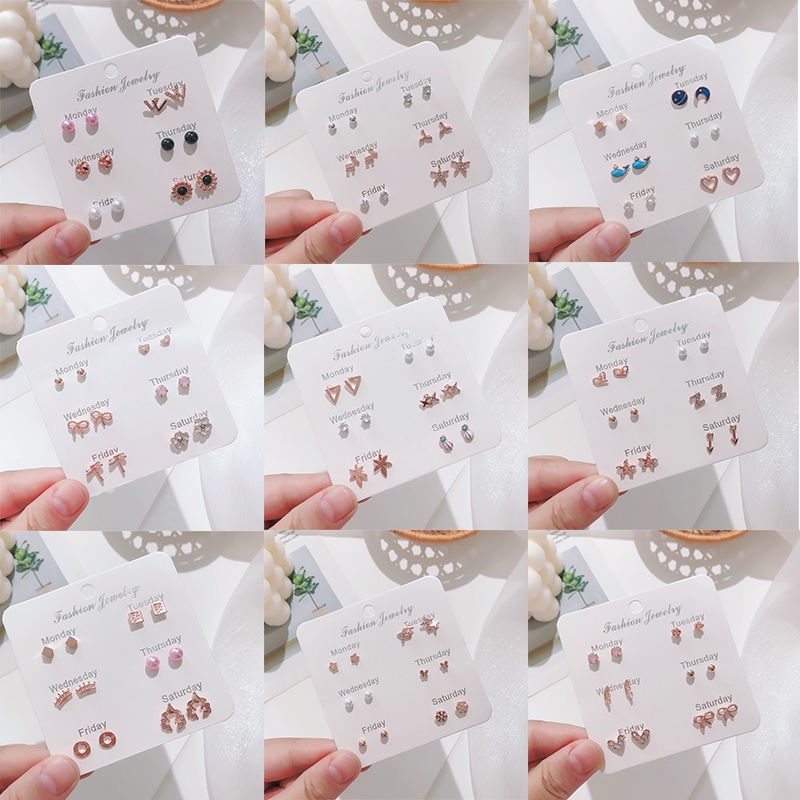 Set 6 đôi khuyên tai thời trang Hàn Quốc dành cho nữ