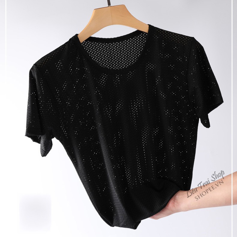 Áo thun lưới nam áo thun nam đục lỗ thoáng mát thời trang