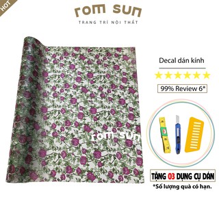 Decal dán kính mờ chống nhìn trộm phòng ngủ khổ 90cm, giấy decan dán kính chống nắng cửa sổ đẹp hoa hồng