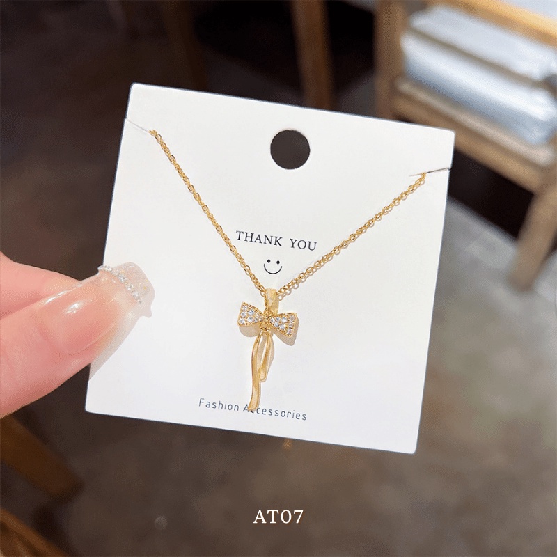 Dây chuyền nơ đính đá cao cấp phong cách hiện đại sang trọng Annie AT07