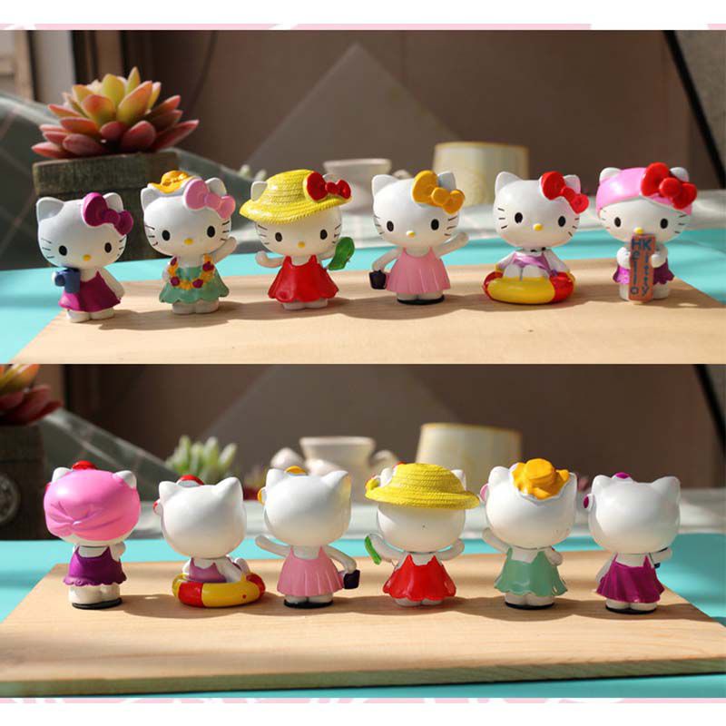 SANRIO Bộ 6 Mô Hình Búp Bê Hello Kitty Dễ Thương