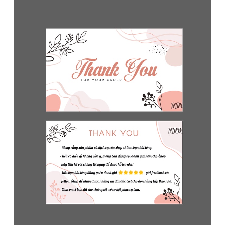 Combo 100 cái  thankyoucard, thiệp cảm ơn, Thẻ cám ơn có sẵn, Giấy bìa cứng cán màng size 9x5.5cm