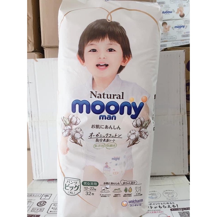 Bỉm Moony Natural Trắng nội địa nhật quần/dán size NB63/ S58/ M46/ L36/ l38/ XL32