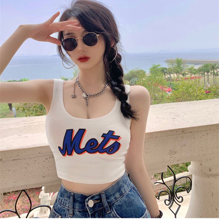 Áo croptop SUXI không tay cổ tròn in họa tiết thời trang mùa hè Hàn Quốc cho nữ