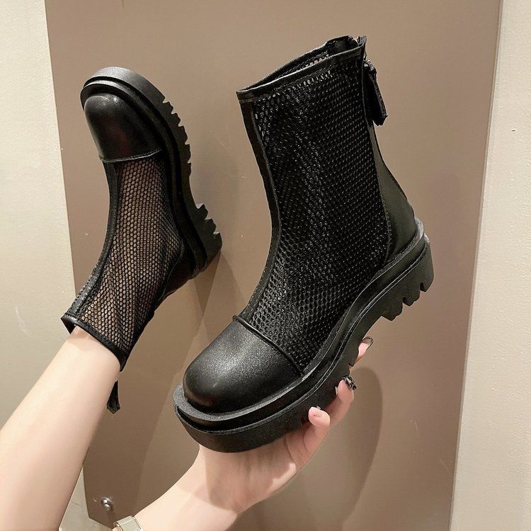 High Quality Popular Mesh Boots Women's Hollow-out Mesh Boots Short Boots Summer Thin Dr. Martens Boots Single Boots Thick Bottom Sandal Boots