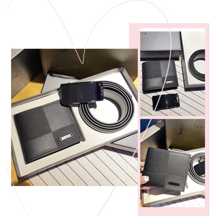 TNS-Gift box set dây nịt ví nam Pedrio belt and wallet-chất da cao cấp-màu đen siêu đẹp chuẩn quà tặng chàng