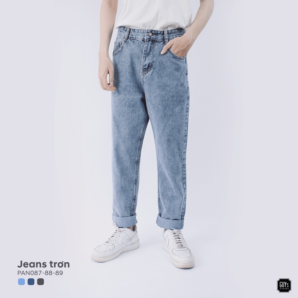 Quần jeans trơn JD108 GUY's Closet, Dáng suông, Nhiều màu