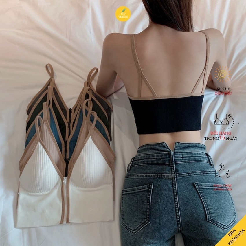 [NEW 2021] Bra 2 Dây Cổ Chữ V Khóa Kéo Trước Sexy - TEP-BraKhoa