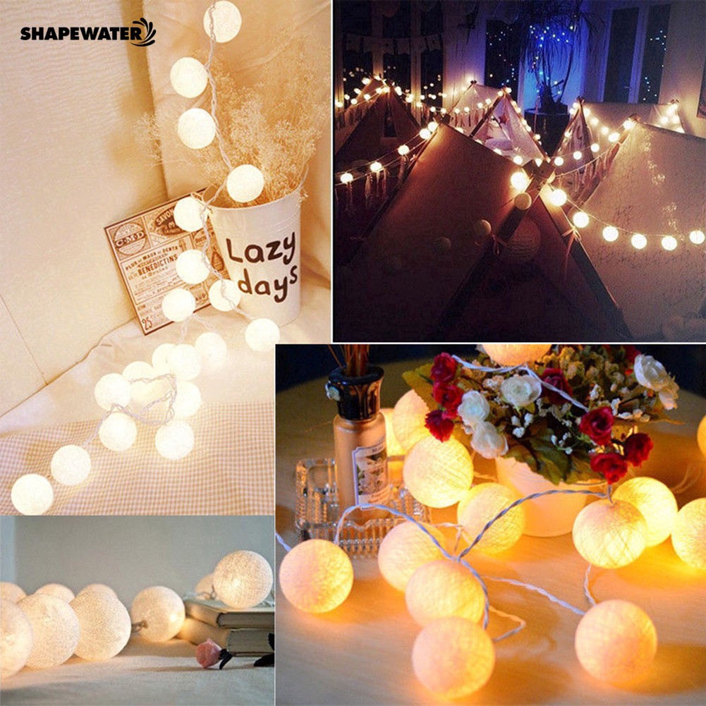 🌟 SHAPE*3m 20 LEDs Cotton Ball Light Lamp Outdoor Christmas Decor