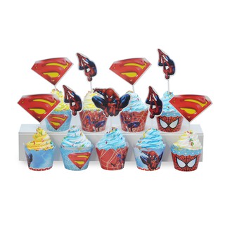 Combo 12 Tem và Lót Ly Cupcake cho bé Trai