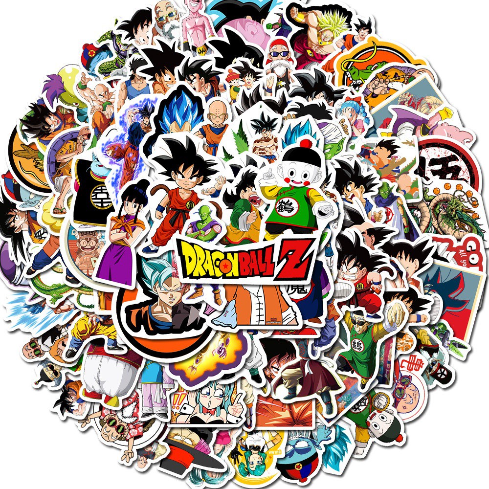 Set 10/25/50/100 miếng dán hình hoạt hình Dragon Ball trang trí xe hơi/laptop/vali