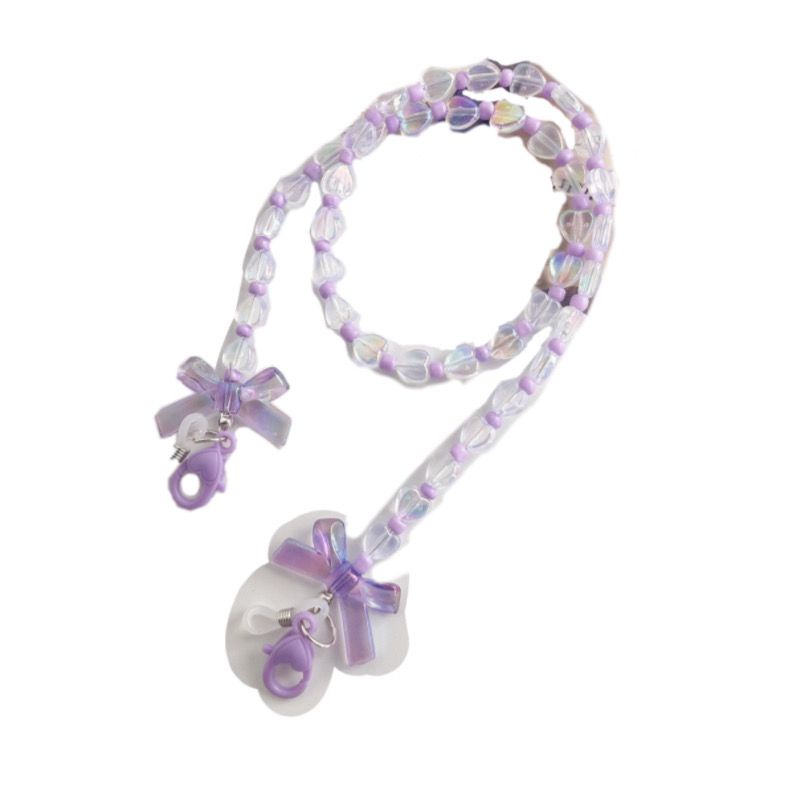 Dây Đeo Mắt Kính Xỏ Hạt Acrylic Hình Nơ Ngôi Sao Màu Tím Phong Cách ins Kiểu Mới