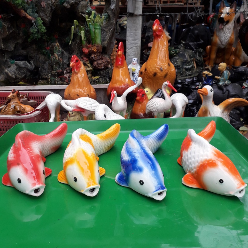 Tượng Cá Chép Gốm Sứ Bát Tràng - Đa Dạng Màu Sắc - Từ 10cm -18 cm -26cm - Phù Hợp Trang Trí Tiểu Cảnh , Bể Cá