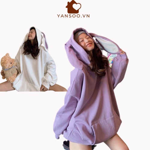 Áo khoác hoodie nữ tay bồng Quảng Châu ,Áo khoác nữ from rộng tai thỏ  phong cách Hàn Quốc ,  YANSOO