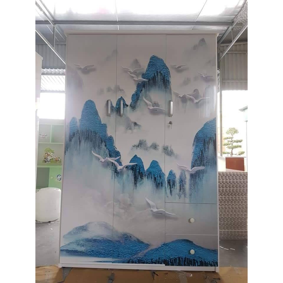 tủ nhựa 3 cánh 3D NƯỚC BIỂN