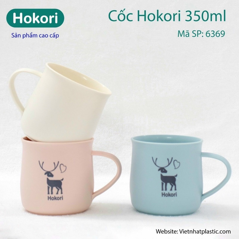 [Mã LIFE20KALL giảm 10% đơn 50K] Cốc nhựa Hokori 350ml (No: 6369 ) - Ly cốc uống nước có quai cầm hình hươu dễ thương