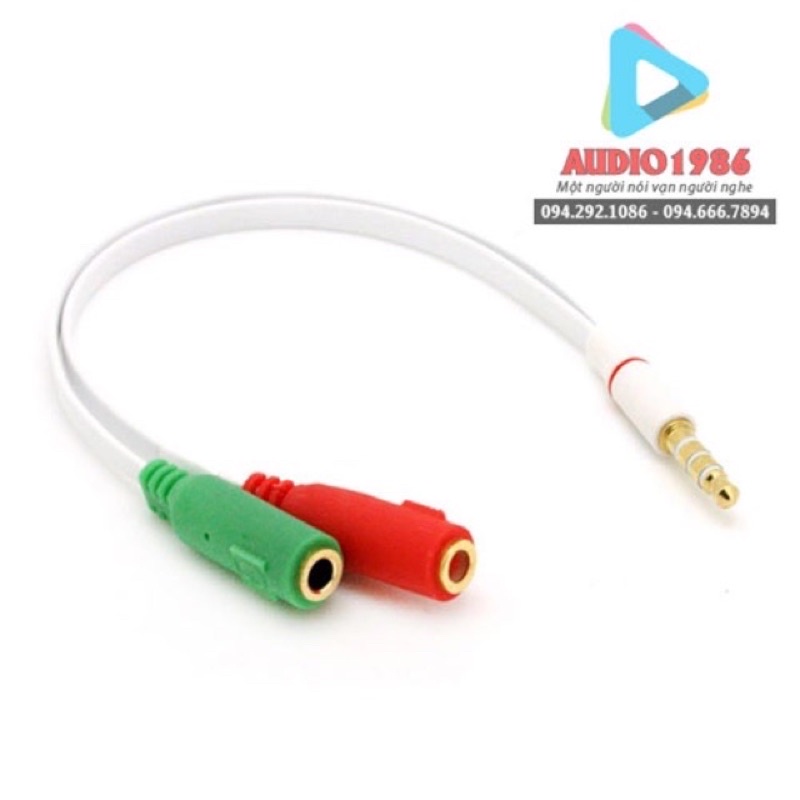 Dây cáp chia Audio 3.5mm ra 2 cổng, một cổng Mic và một cổng ra Loa chiều dài 20cm, hàng chất lượng cao.