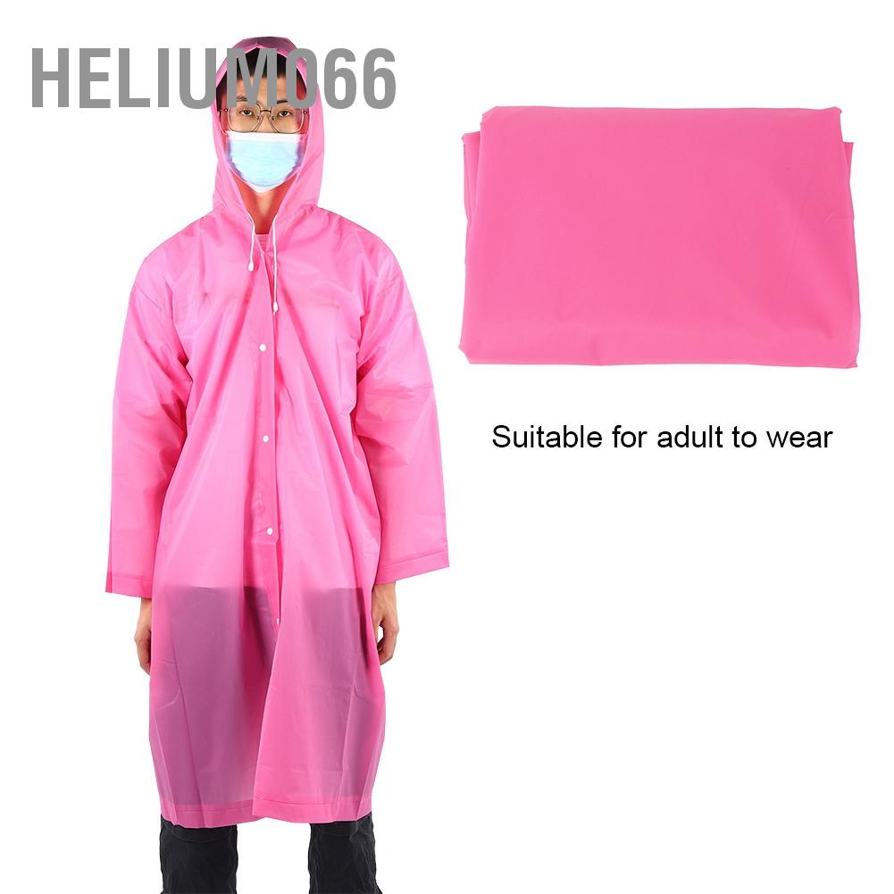 Áo mưa chống thấm nước di động có mũ trùm đầu với tay áo ngoài trời dành cho người lớn Màu đỏ hồng Helium066