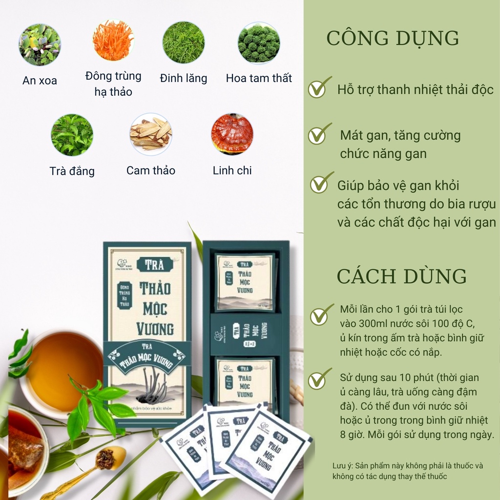 [FREESHIP50K] ✅ Gói 10 Túi Lọc Trà Thảo Mộc Vương Mát Gan Thanh Nhiệt Giải Độc - Nano Đông Trùng Hạ Thảo | BigBuy360 - bigbuy360.vn