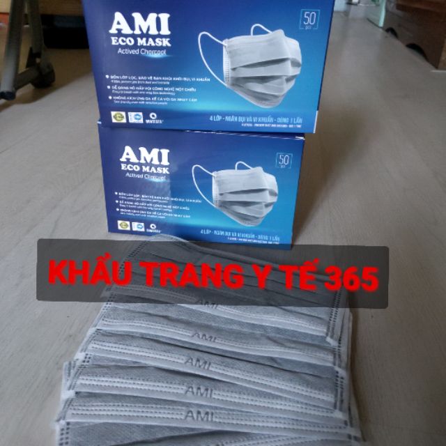 Combo 6 Hộp khẩu trang_ AMI_mầu xám_than hoạt tính (50 chiếc 1 hộp) 6xám 4L | BigBuy360 - bigbuy360.vn