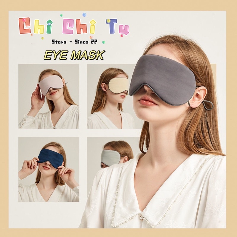 &lt;New&gt; Mặt Nạ Che Mắt Ngủ Lụa Sữa Hai Mặt - Chất Lượng - Tone Trơn - ChiChiTu