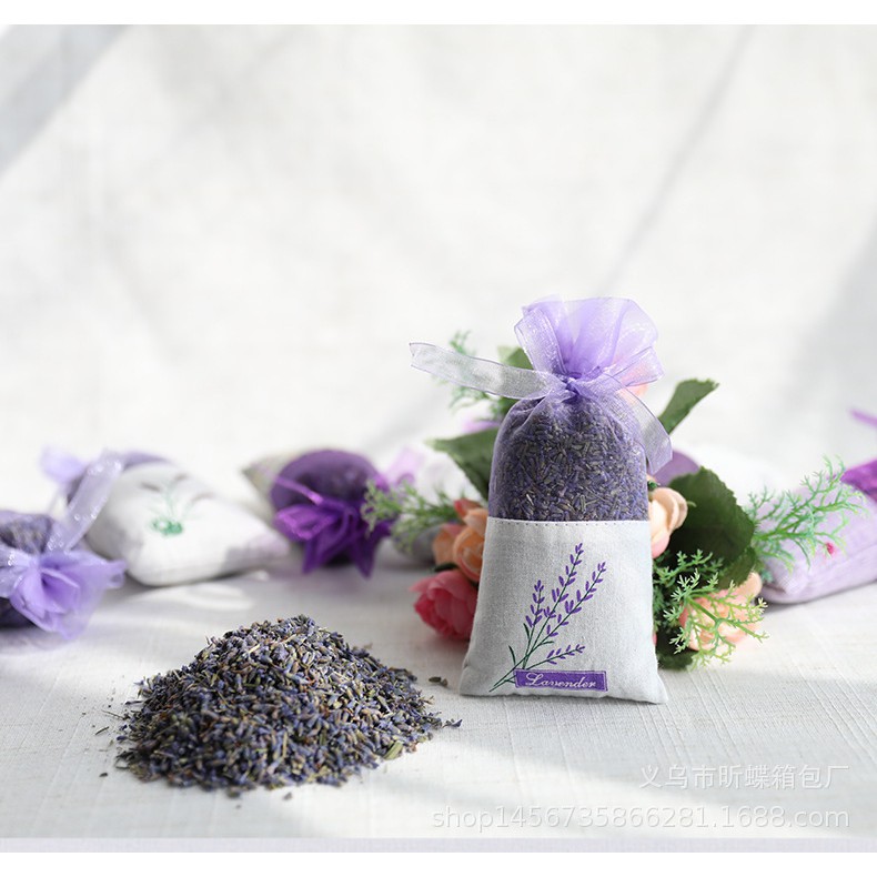 Túi thơm nụ hoa khô Lavender cao cấp, dùng treo xe ô tô, tủ quần áo, góc làm việc, hương thơm dịu nhẹ