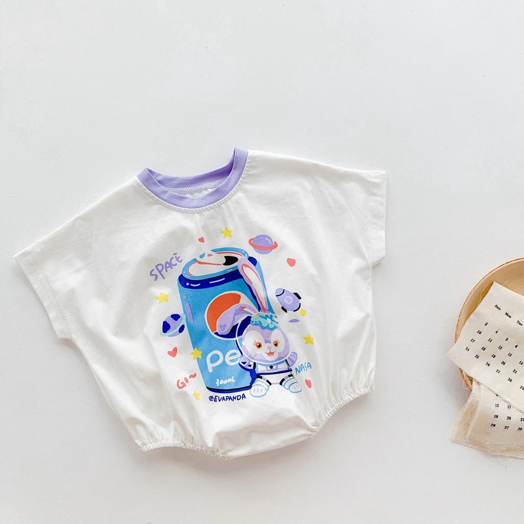 Bộ Áo Liền Quần In Họa Tiết Hoạt Hình Thời Trang Mùa Hè Cho Bé Sơ Sinh