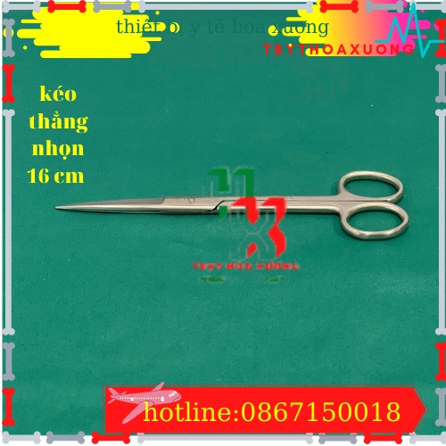 [Hàng Chính Hãng Parkistan] Kéo Y Tế Thẳng Nhọn 16cm- Kéo Cắt Chỉ