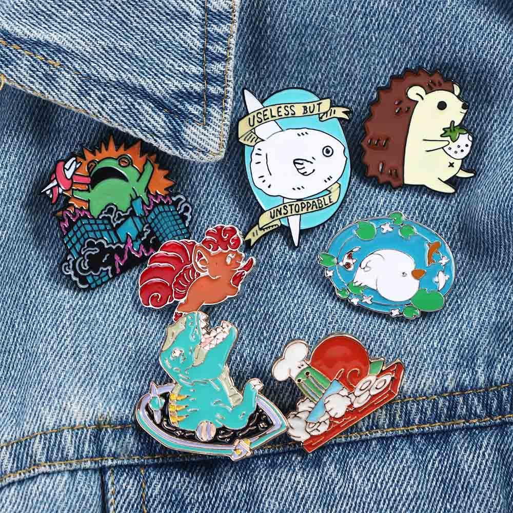 Ghim Cài Áo Hình Nhím / Khủng Long Hoạt Hình Tráng Men Cho Nam Và Nữ