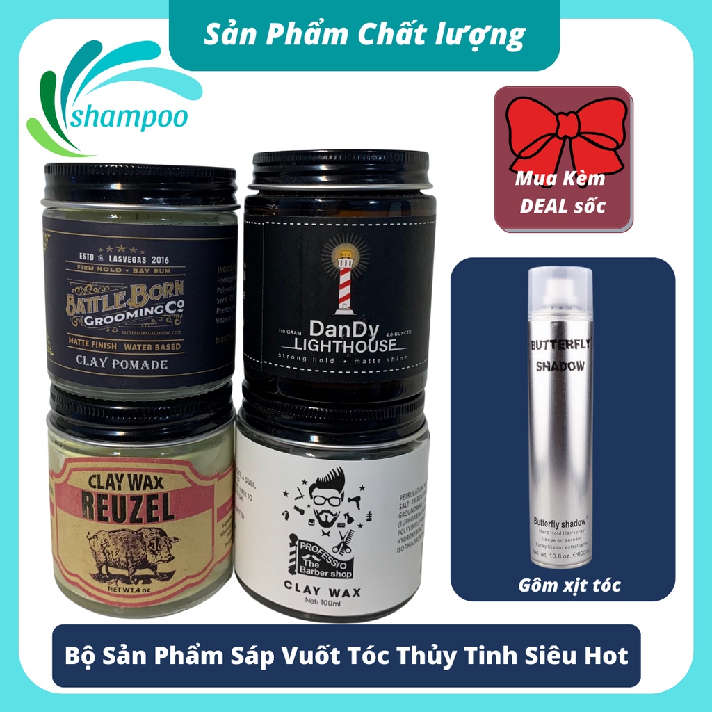 Sáp vuốt tóc nam CLAY WAX tạo kiểu tóc cực đẹp siêu giữ nếp 100ml lọ thủy tinh hàng chuẩn