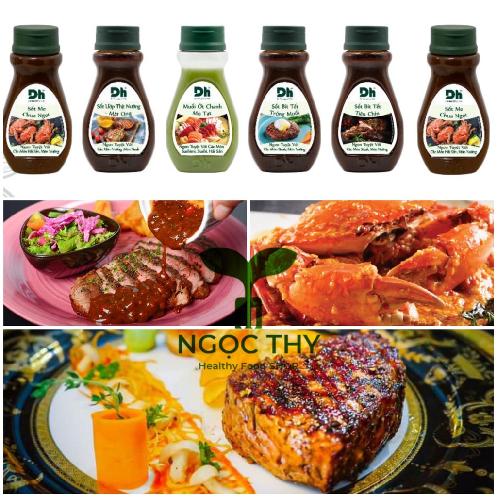 DH Foods Sốt ướp/chấm bít tết tiêu trứng muối, xốt BBQ ướp thịt nướng, sốt me chua ngọt 200gr