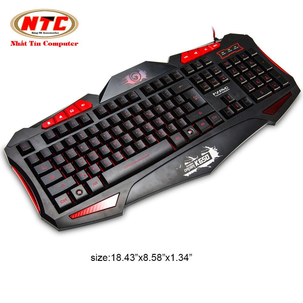 [Mã 33ELSALE hoàn 7% đơn 300K] Bàn phím game cao cấp Marvo K650 led 7 màu tùy chỉnh