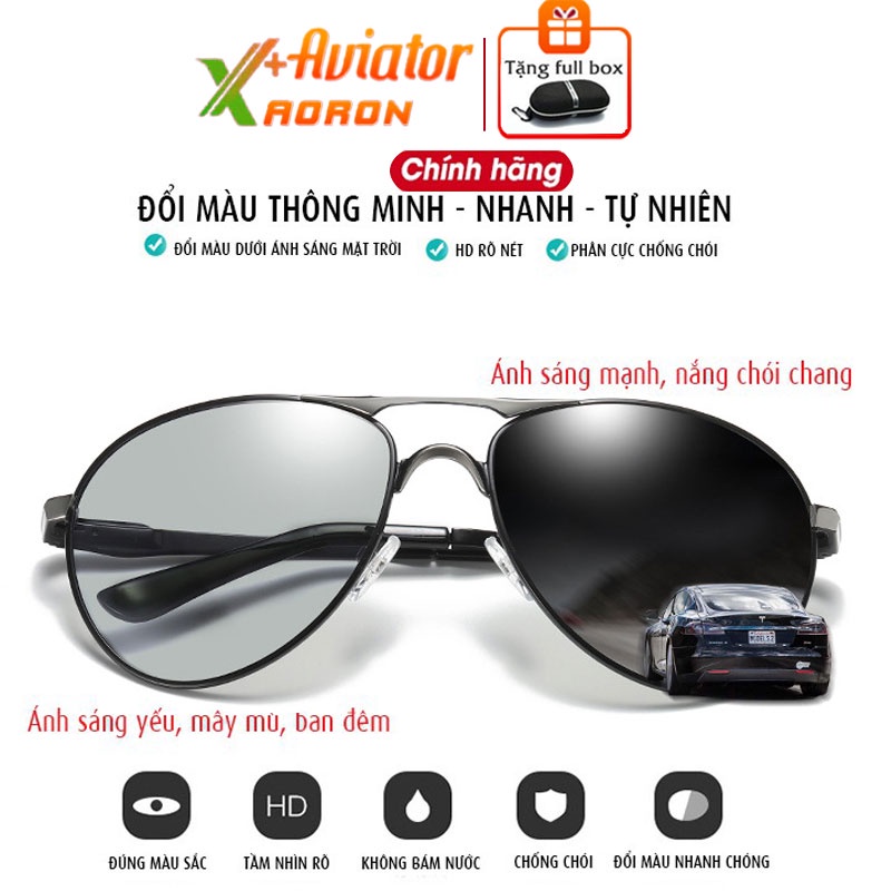 KÍNH MẮT NAM PHÂN CỰC CAO CẤP CHÍNH HÃNG AVIATORAORON, KÍNH ĐỔI MÀU ĐI NGÀY VÀ ĐÊM CHỐNG CHÓI HIỆU QUẢ