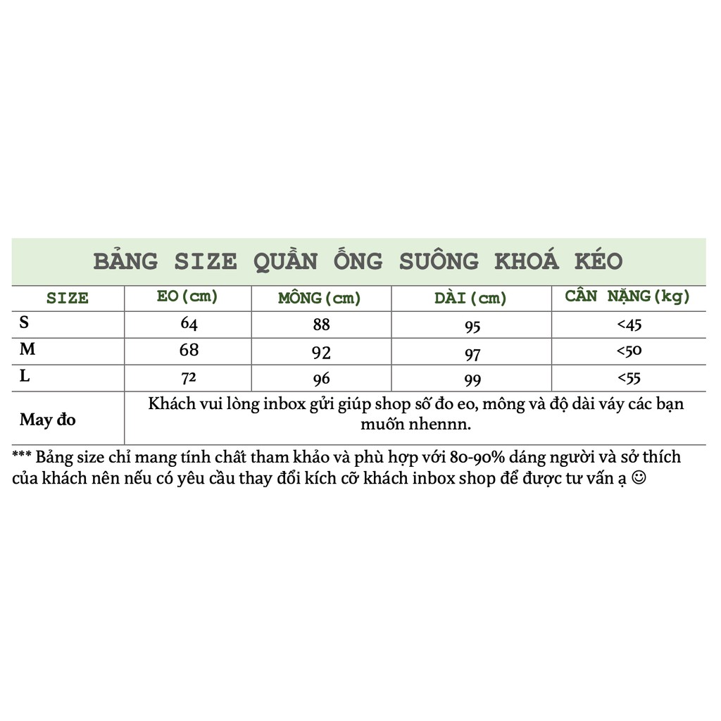 [MAY THEO SỐ ĐO] QUẦN ỐNG SUÔNG KHOÁ KÉO LƯNG CAO | BigBuy360 - bigbuy360.vn