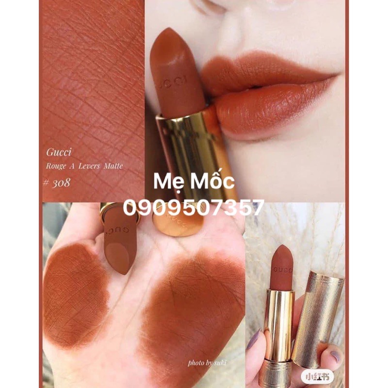 Son gucci 308 matte  - Lucky Dark Orange ( Hàng bill đầy đủ )