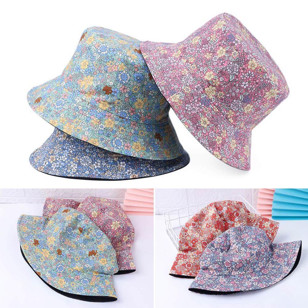 Mũ Tai Bèo Vải Cotton Hai Mặt In Hoa Thoáng Khí Chống Tia UV Thời Trang Xuân Hè