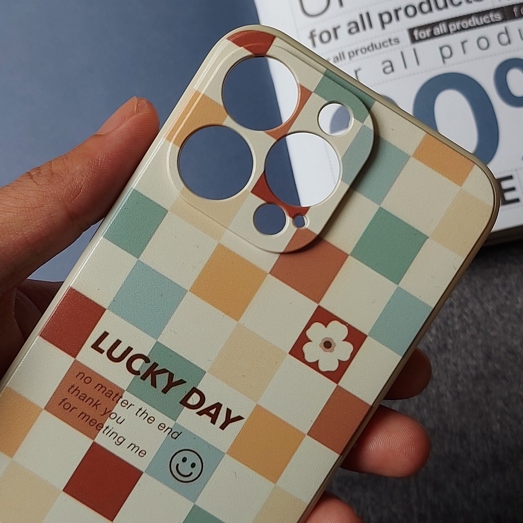 Ốp lưng Iphone viền vuông lucky day sọc caro 7plus/8/8plus/x/xr/xs/11/12/13/pro/max/plus/promax - Tomax Case