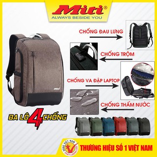 Balo chống trộm 🍎FREESHIP🍎 Balo đựng laptop với chức năng 4 chống của Miti BL3734