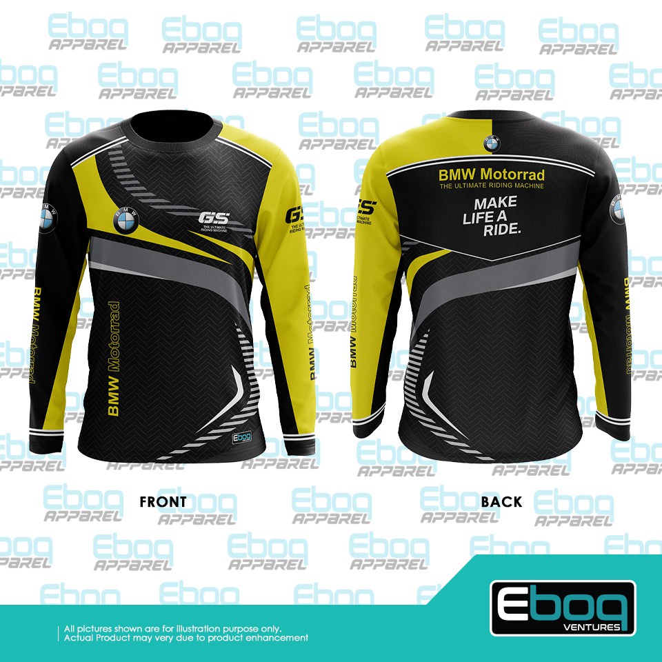 Tshirt 02 Áo Thun Tay Dài Cỡ Lớn In Hình BMW GS Màu Vàng Eboq sublimation / BMW Eboq Jersi / Plus Jersey 3D