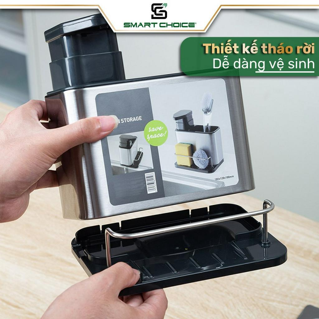 Kệ Đựng Đồ Inox 304 SMARTCHOICE Cao Cấp 3 Trong 1 Kèm Giá Để Đồ Và Thanh Treo SCG-PK004