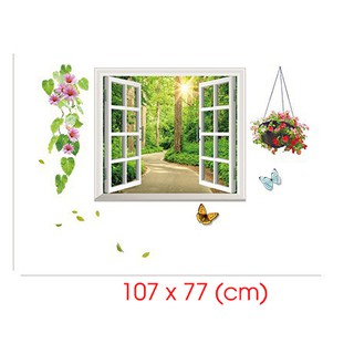 Decal Cửa Sổ Giỏ Hoa