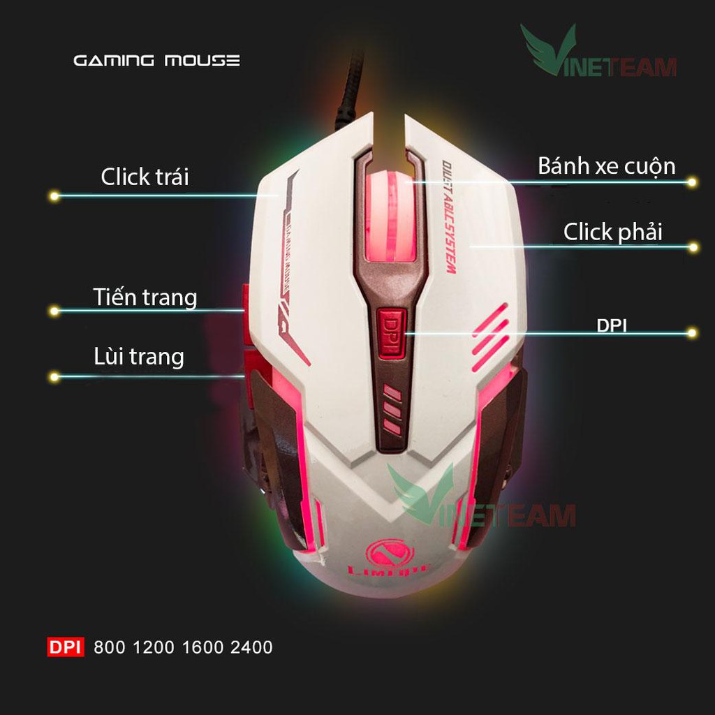 Chuột 7D chuyên game Limeide Led đa màu -dc2182