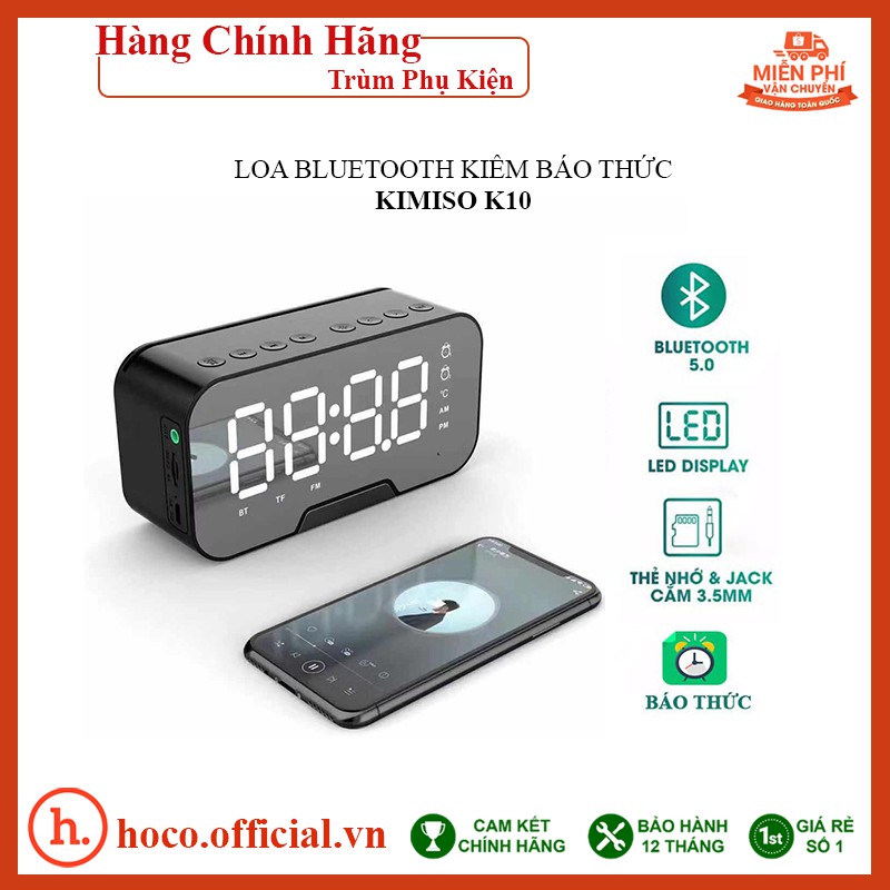 Loa bluetooth Kimiso K10, loa nghe nhạc bluetooth Kimiso K10 Kiêm đồng hồ báo thức