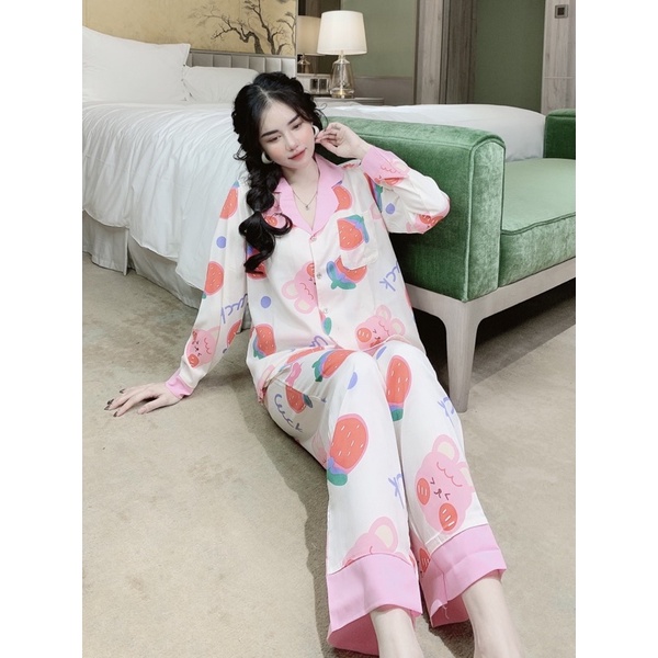 Đồ Bộ Pijama Đồ Mặc Nhà Tay Dài Quần Dài Chất Liệu Mango Mềm Mịn
