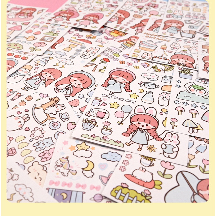 Set 50 Tấm Sticker Hoạt Hình Nhật Bản Dễ Thương Dán Trang Trí Sổ Tay DIY